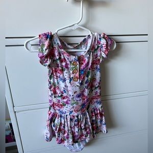 Floral posh peanut bodysuit twirl dress